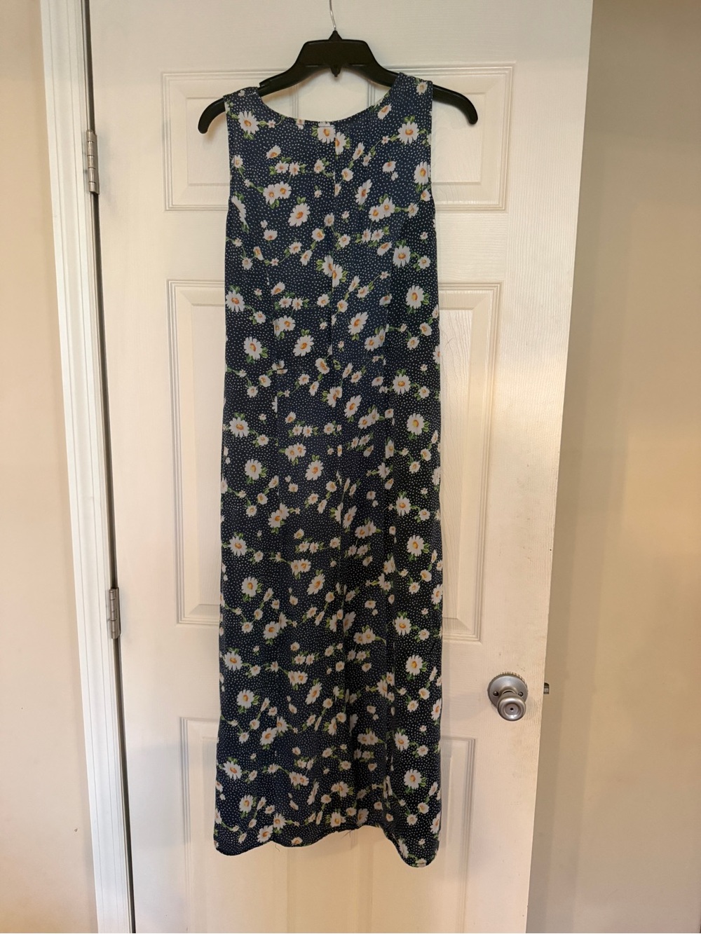 Vintage 90s My Michelle Navy Floral Scoop Neck Dress - Picture 3 of 5